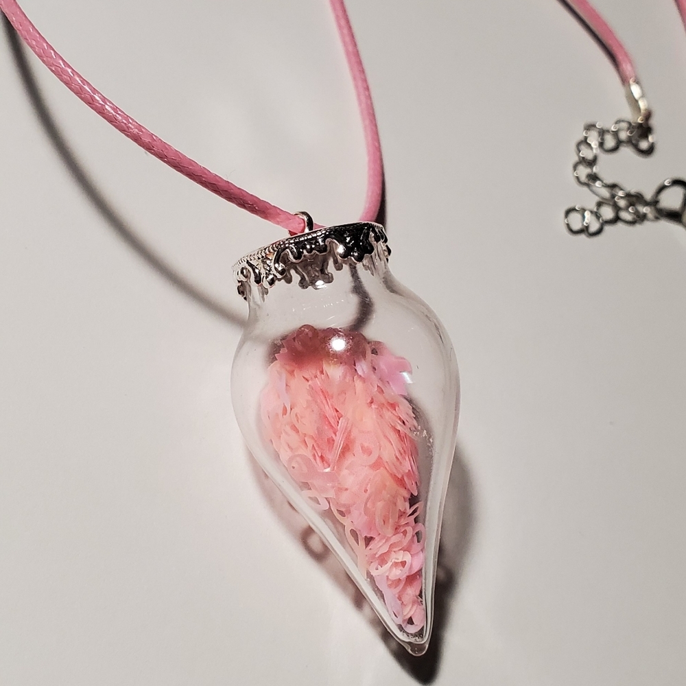 Breast Cancer Awareness Glitter Necklace